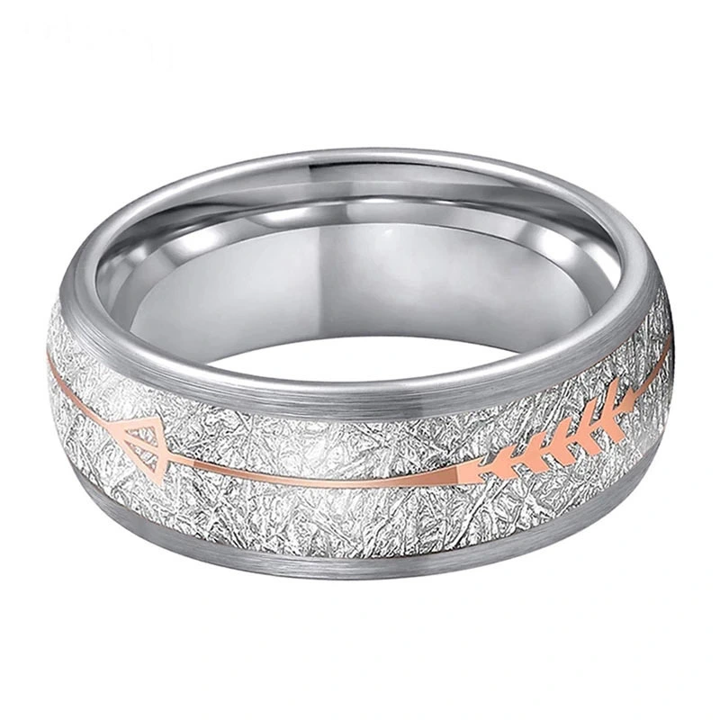 European And American Fashion Stainless Steel Wedding Ring Simple Rose Gold Meteorite Sand Surface Men's And Women's Ring