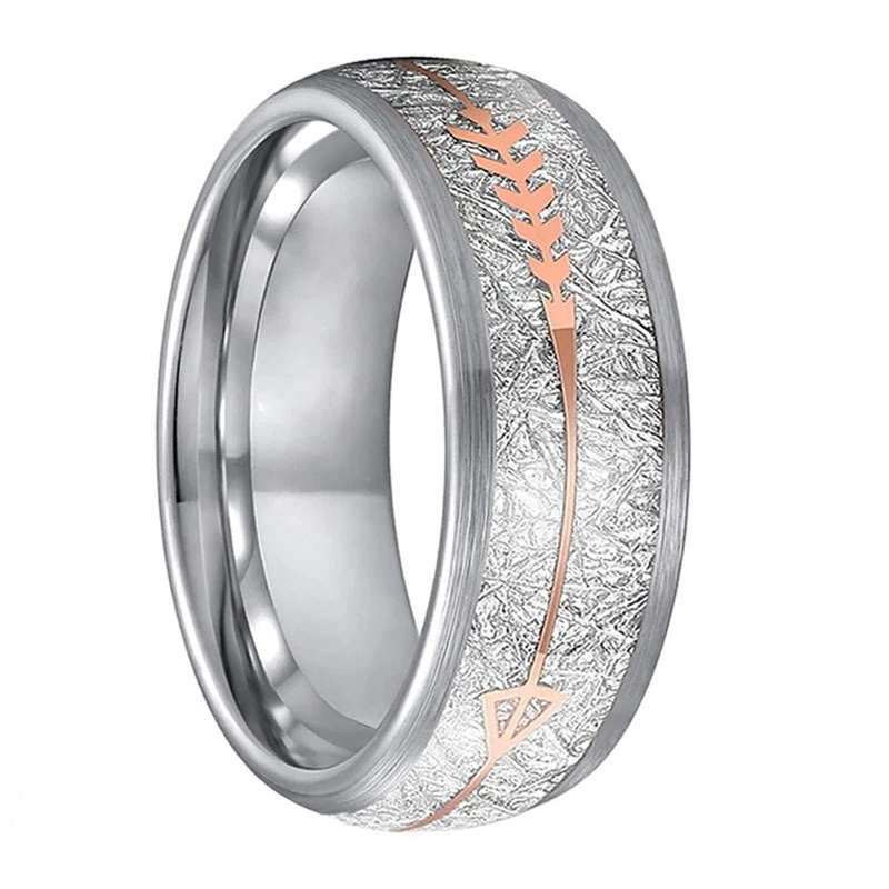 European And American Fashion Stainless Steel Wedding Ring Simple Rose Gold Meteorite Sand Surface Men's And Women's Ring
