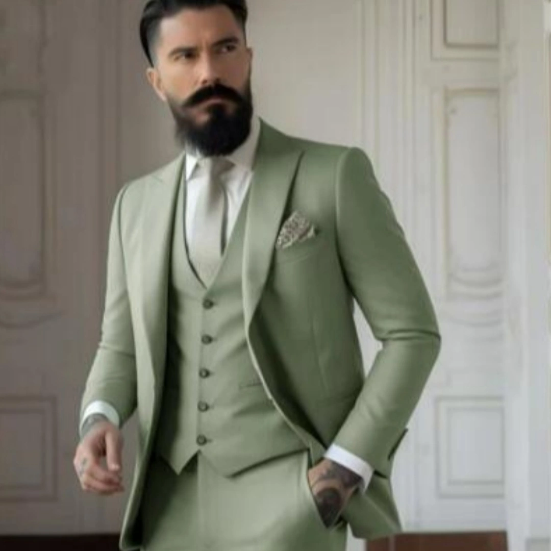 Men's Slim Fit Solid Color Business Suit Set