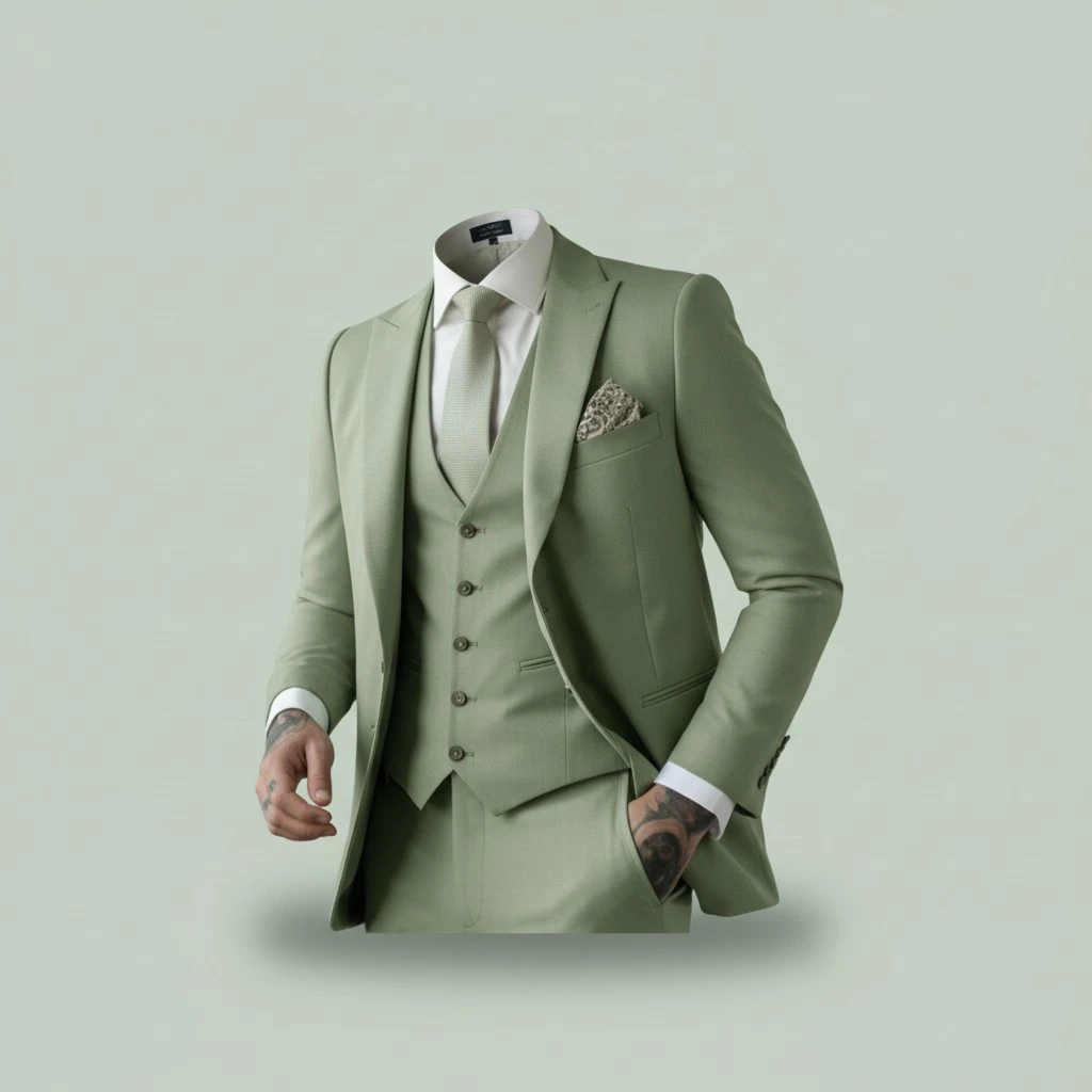 Men's Slim Fit Solid Color Business Suit Set
