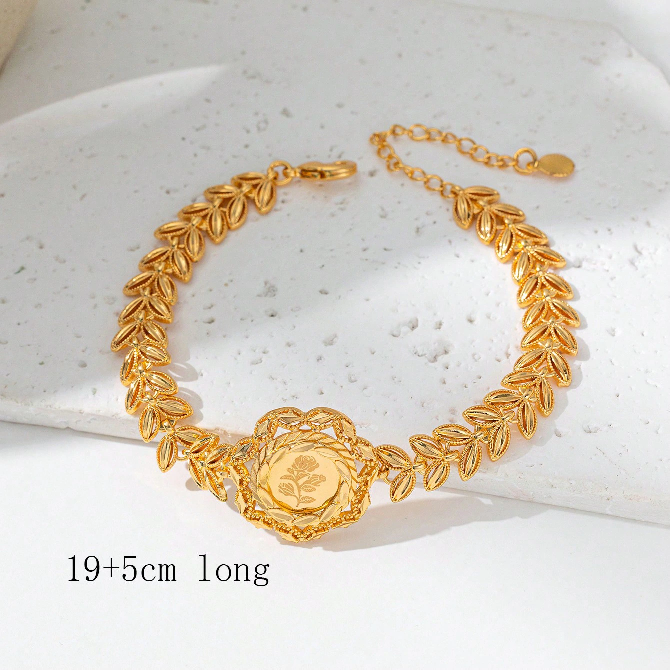 Simulation Gold Hollow Flowers Leaves Watch Chain