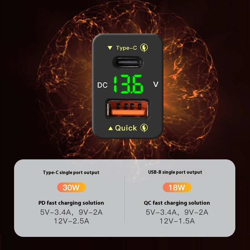 48W Fast Charge QC30 Car Modification Mobile Phone Charger