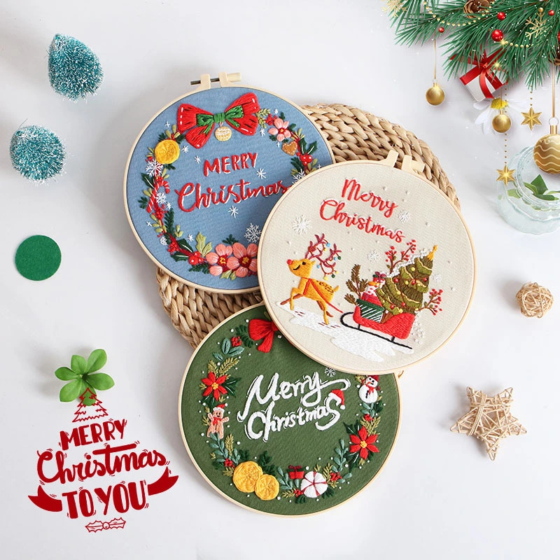 Creativity Happy Christmas Handmade Embroidery Diy