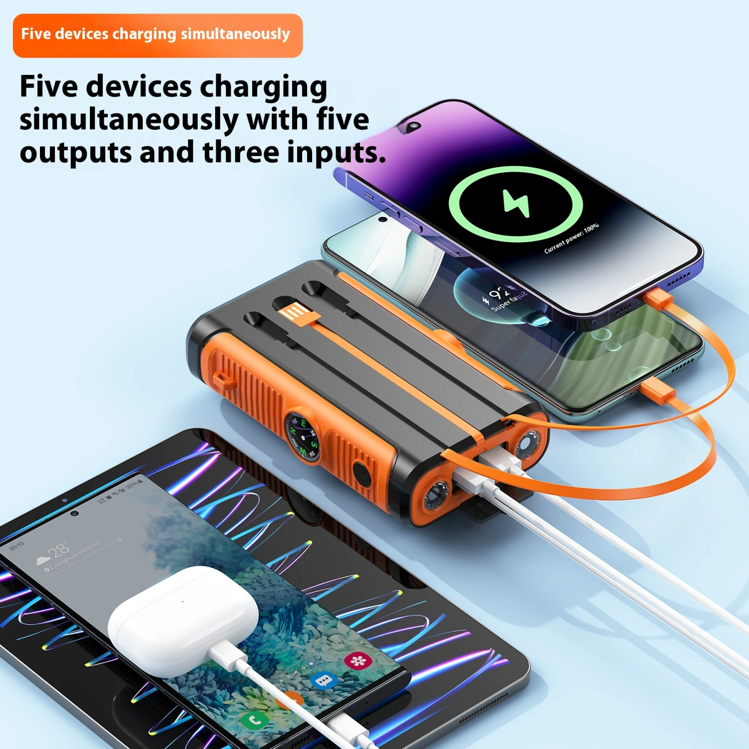 Solar Outdoor Camping Hand Crank Power Bank