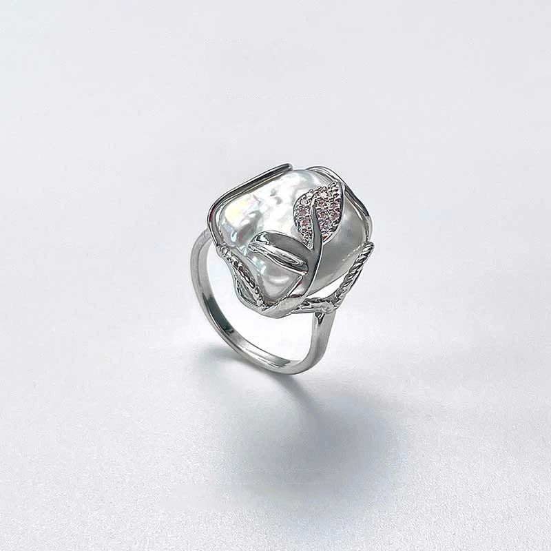 Zhuji Freshwater Baroque Shaped Pearl Ring