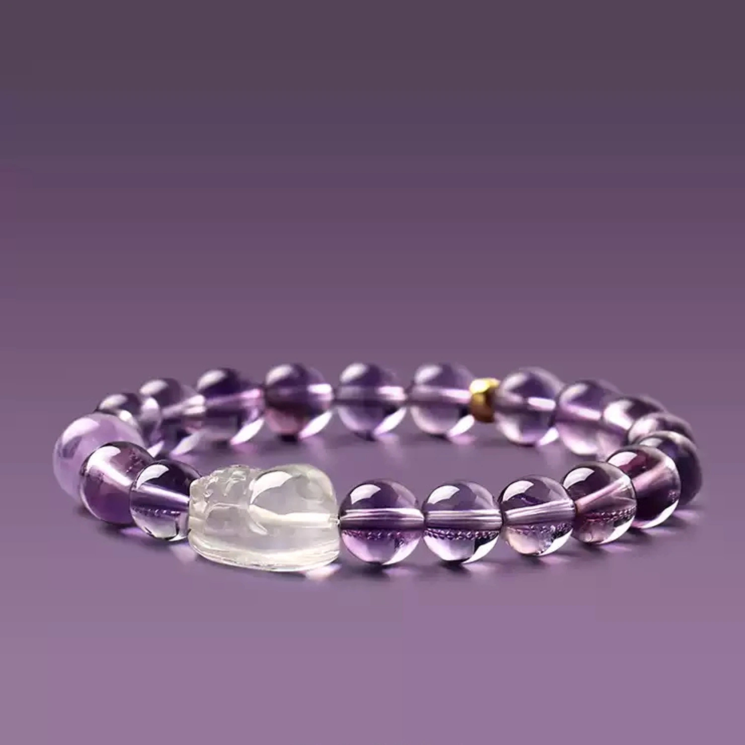 Natural Amethyst And Clear Quartz Bracelet