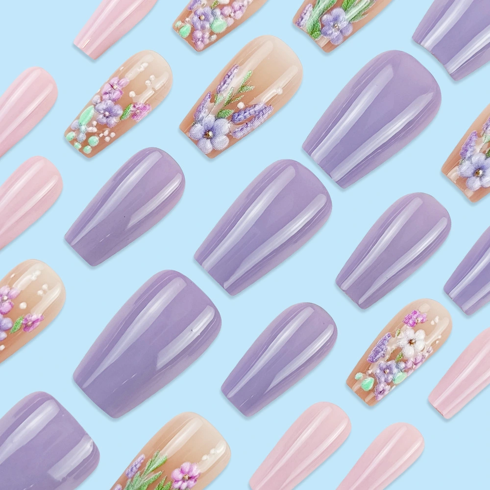 Wonderful Embossed Flower Fake Nail Tip