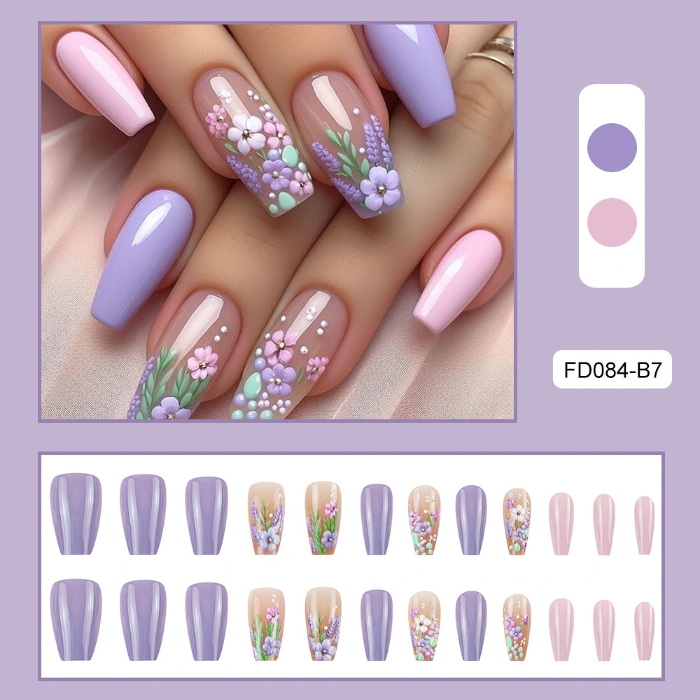 Wonderful Embossed Flower Fake Nail Tip