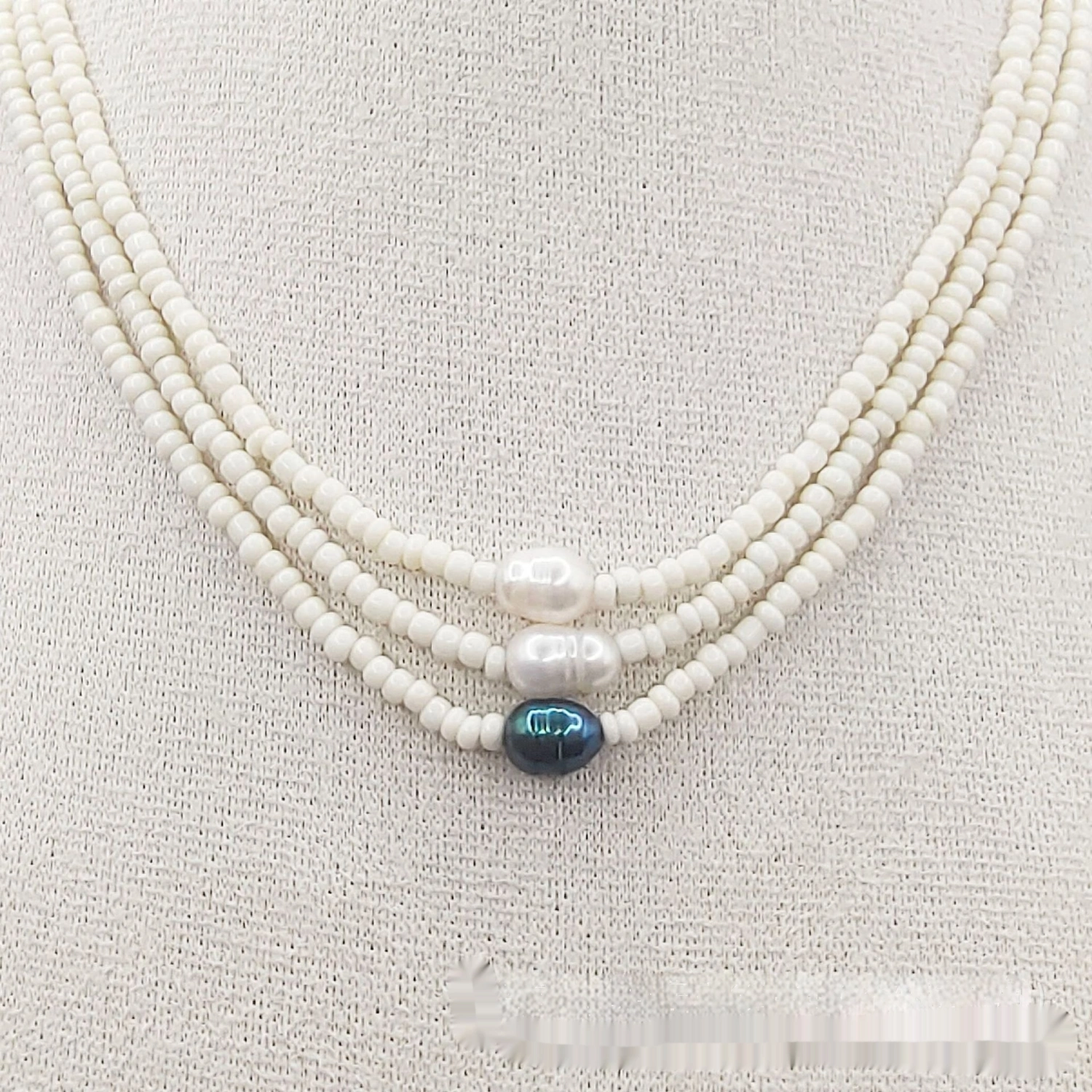 Beaded Twin Women's Pearl Necklace