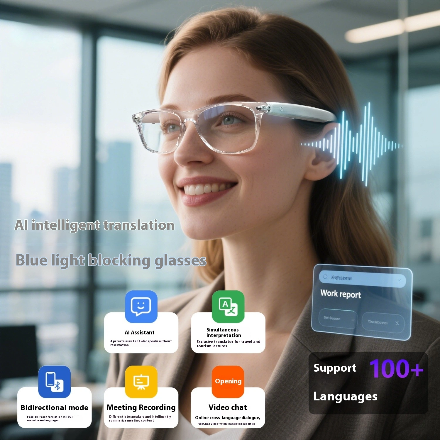 F16 Real-time Translation Music Audio Intelligent Glasses