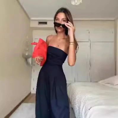 Women's Wear Slim-fit Wrapping Towel-style Long Jumpsuit