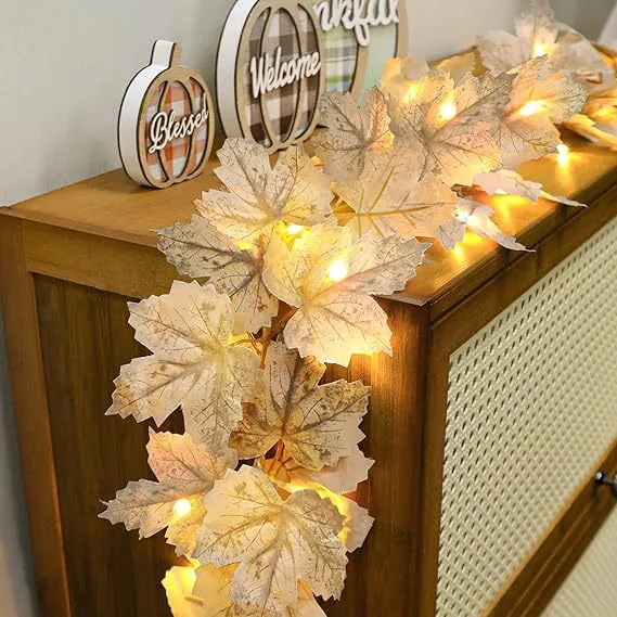 With Light Harvest Festival Decoration Maple Rattan Wall Hanging