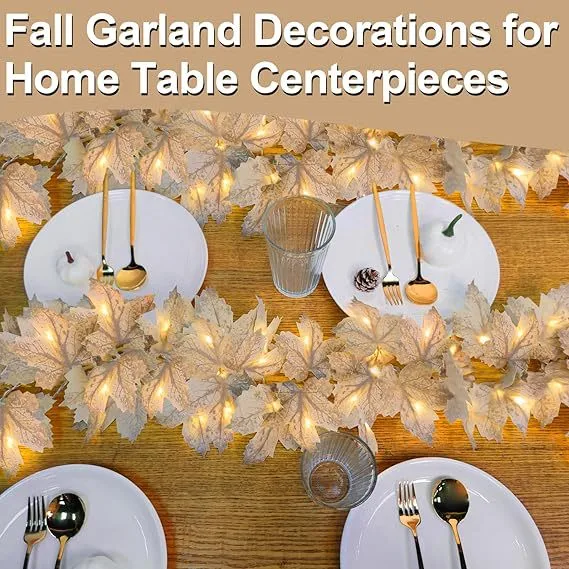 With Light Harvest Festival Decoration Maple Rattan Wall Hanging