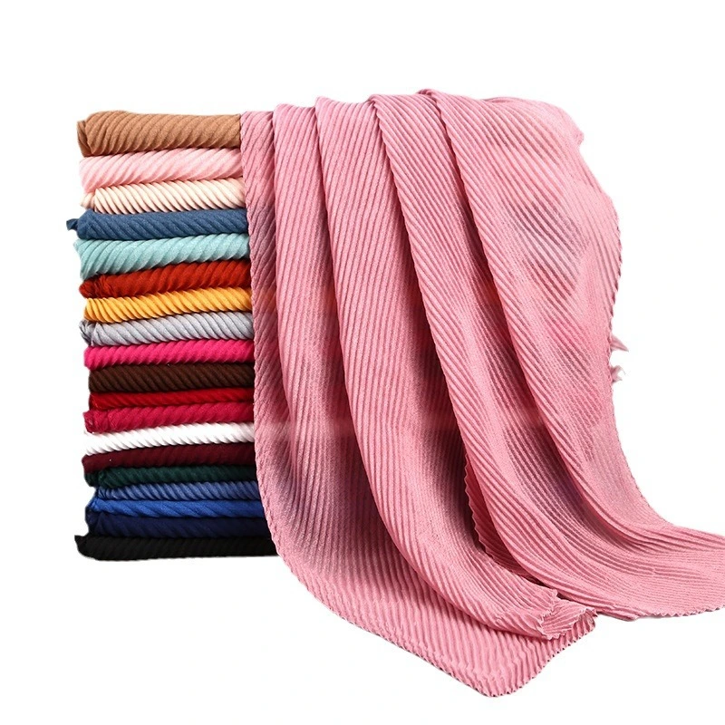 Twill Crumpled Pleated Scarf Women's Bag Headscarf