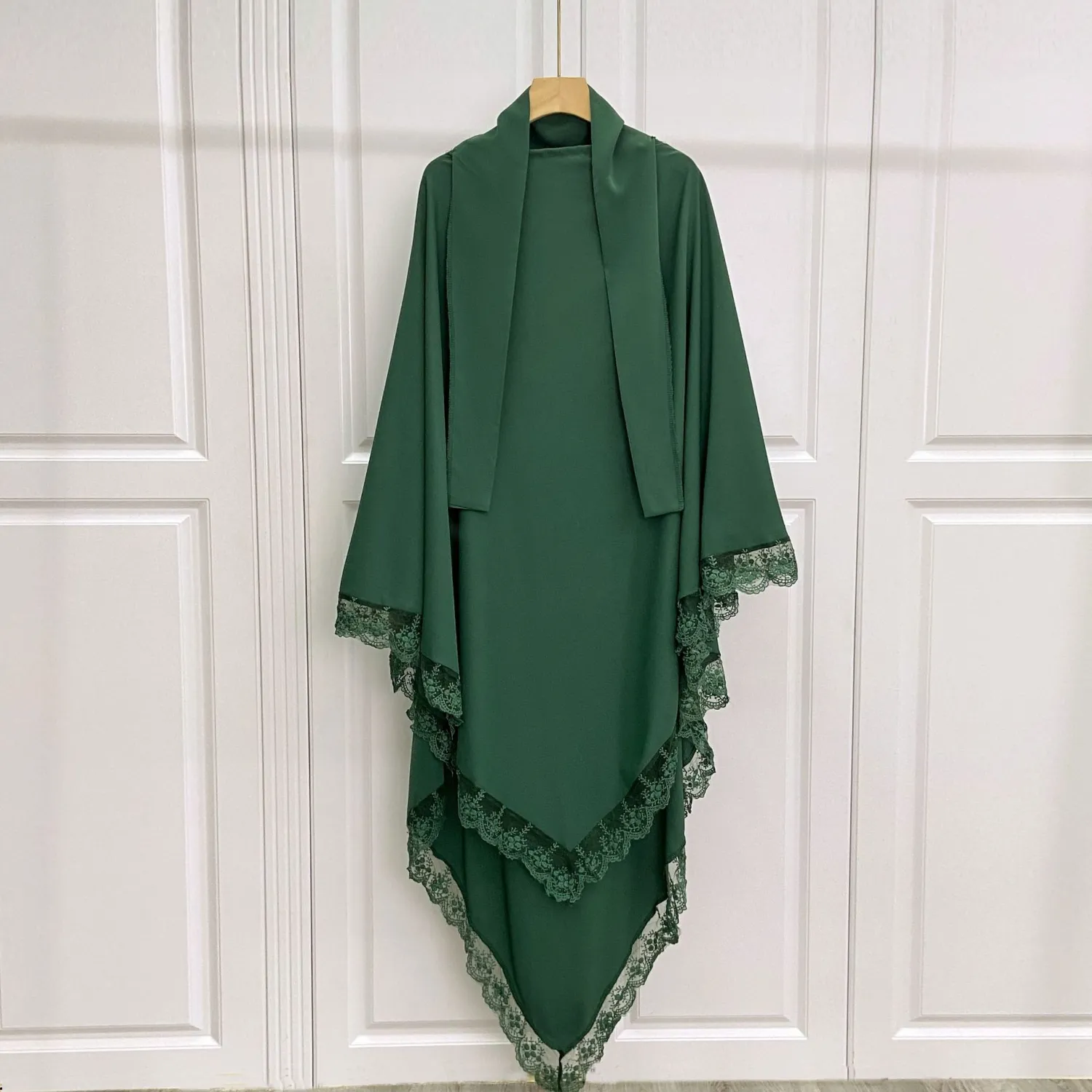 Arabic Baotou Cover Fashion Solid Color Gown Lace Headscarf