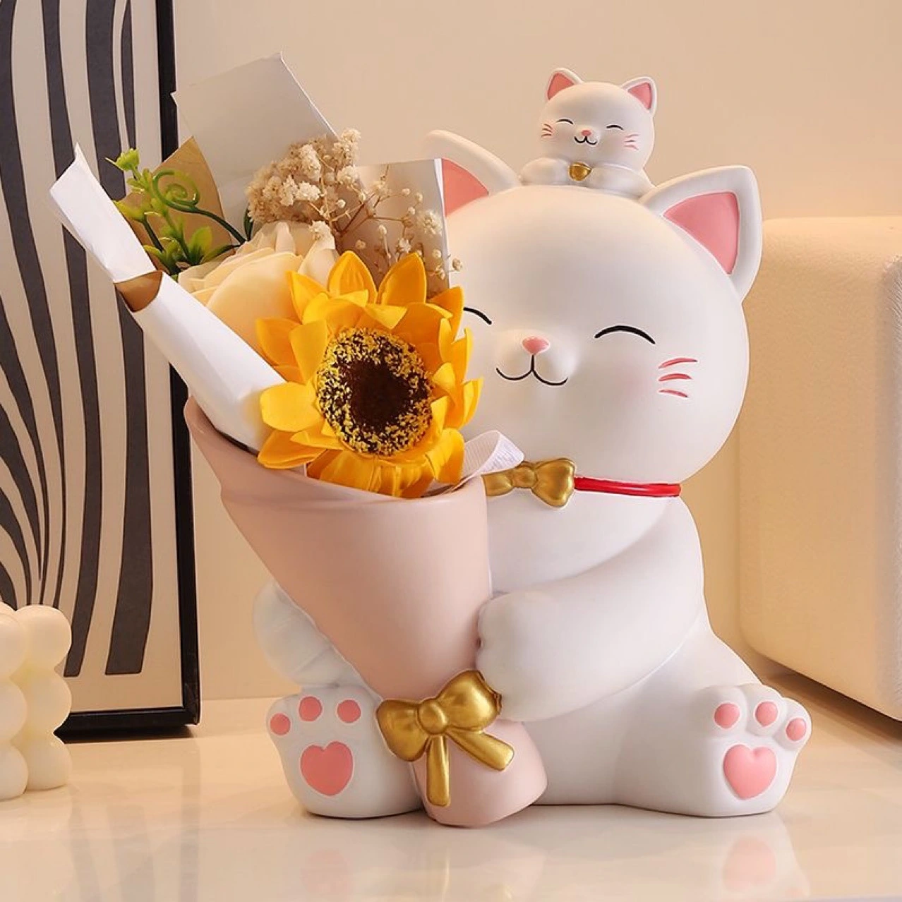 Bouquet Lucky Cat Living Room Hallway Ornaments Home Decorations