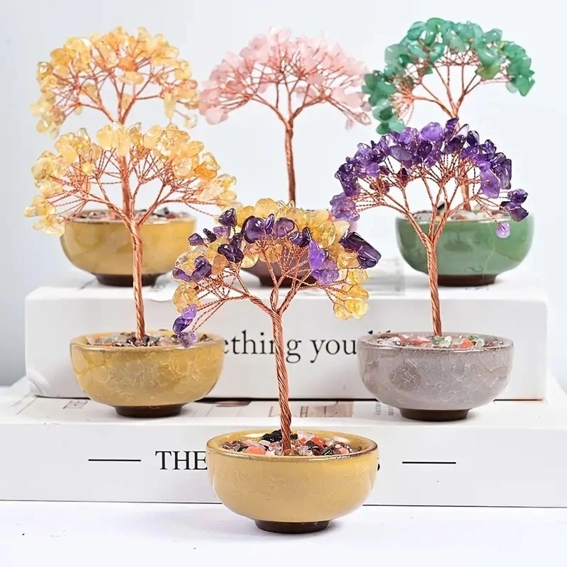 Woven Crystal Pachira Macrocarpa Office Table Decorative Ornaments
