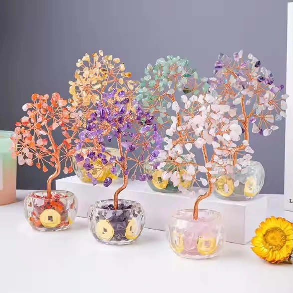 Woven Crystal Pachira Macrocarpa Office Table Decorative Ornaments