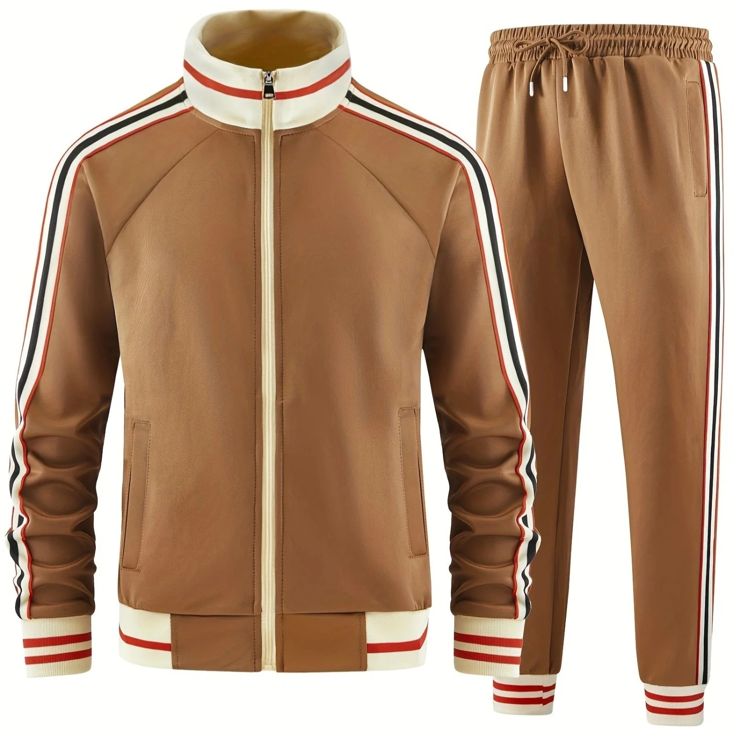 Turtleneck Zipper Cardigan Top Trousers Suit