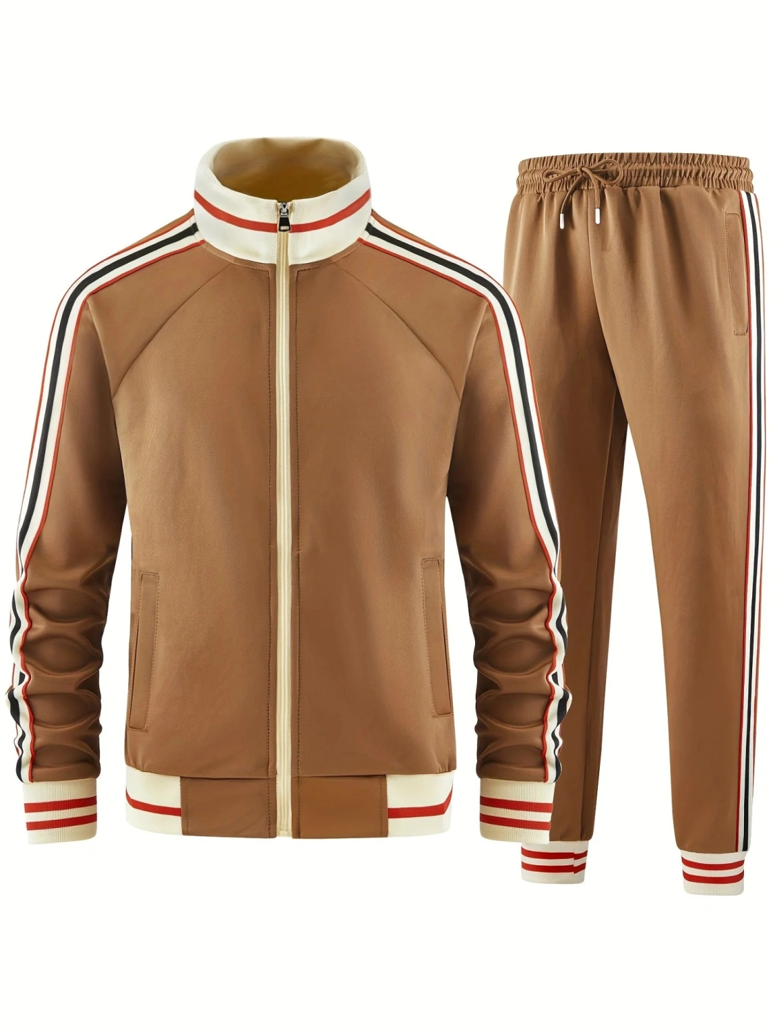 Turtleneck Zipper Cardigan Top Trousers Suit