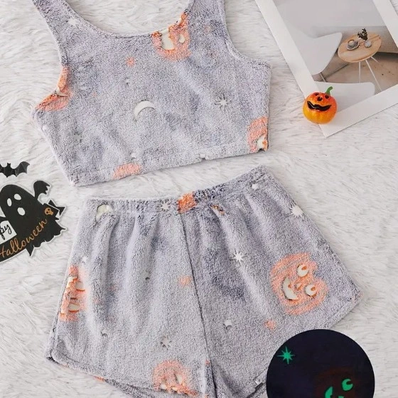 Women's Halloween Luminous Flannel Pajamas