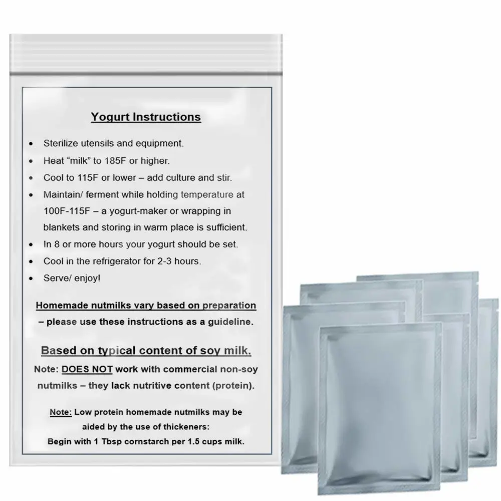 Non-Dairy Yogurt Culture (3-6 gallons) - For Use With Homemade Dairy-Free Nutmilks or Commercial Soy Milk