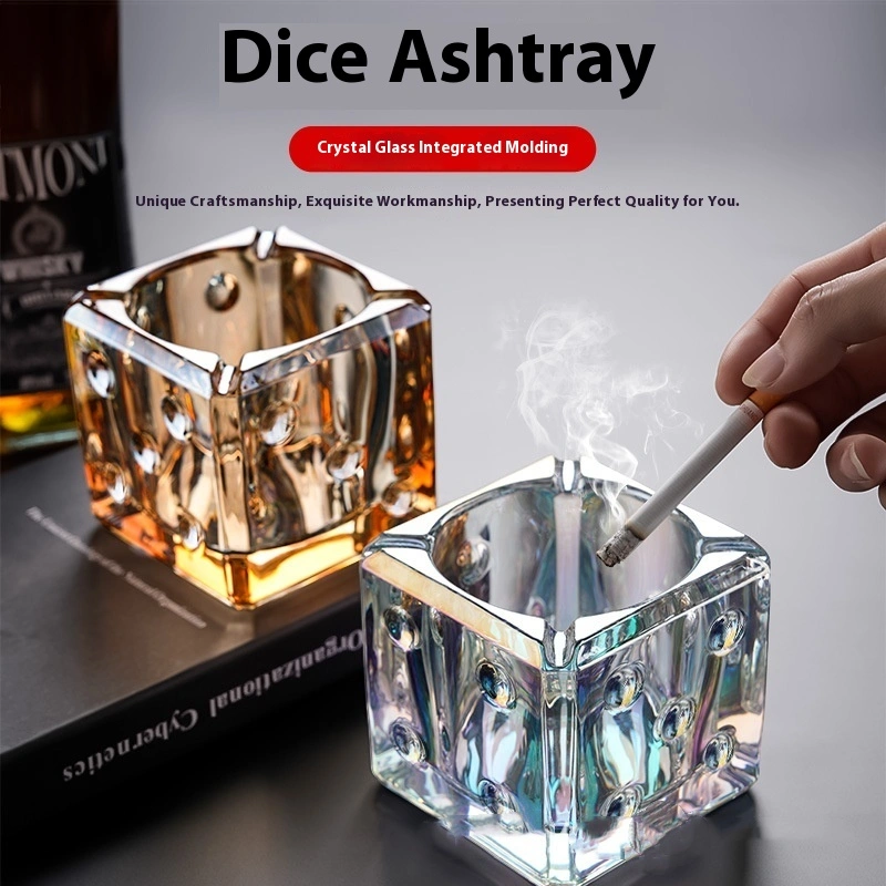 Creative Dice Glass Ashtray Prevent Fly Ash