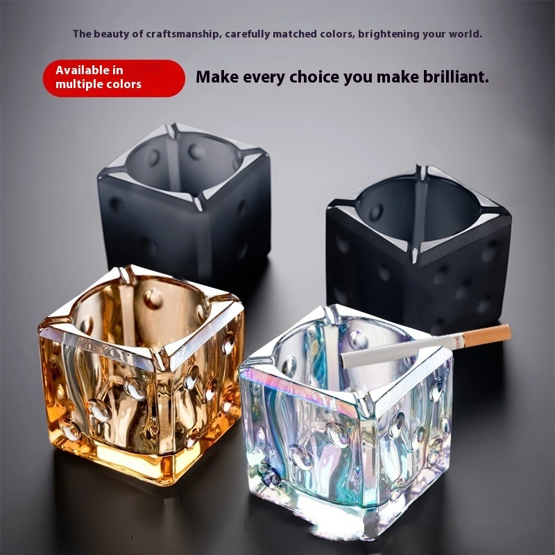 Creative Dice Glass Ashtray Prevent Fly Ash