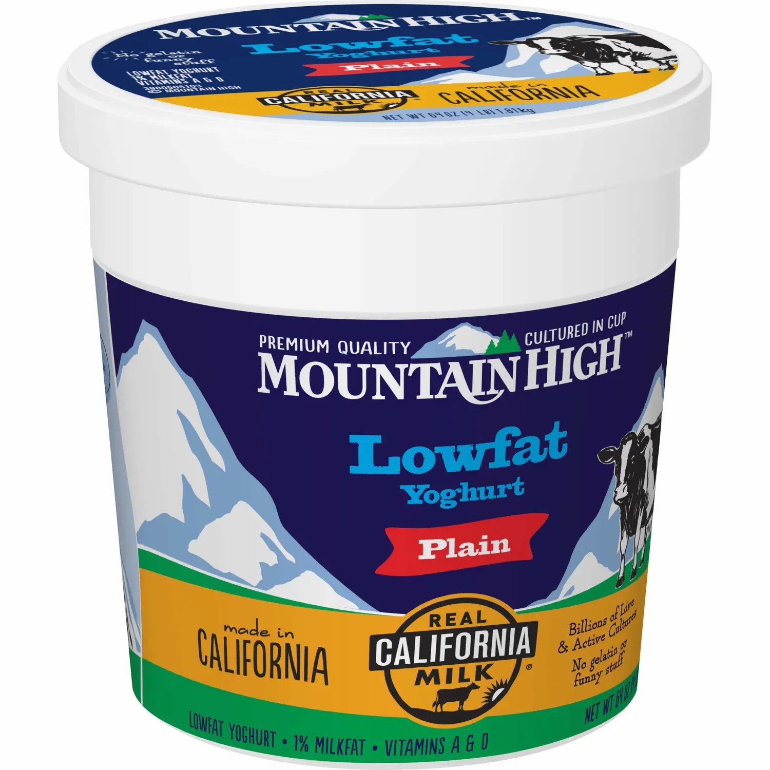 Mountain High Low Fat Yogurt Plain 64.0 oz Tub