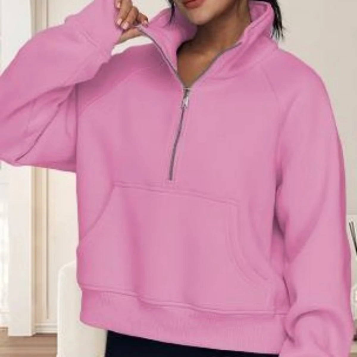 Loose Lapel Fleece-lined Sweater Women