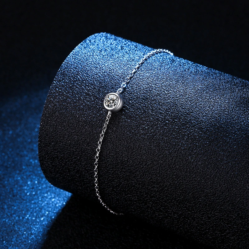 S925 Sterling Silver Bubble Single Diamond 30 Points Moissanite Bracelet