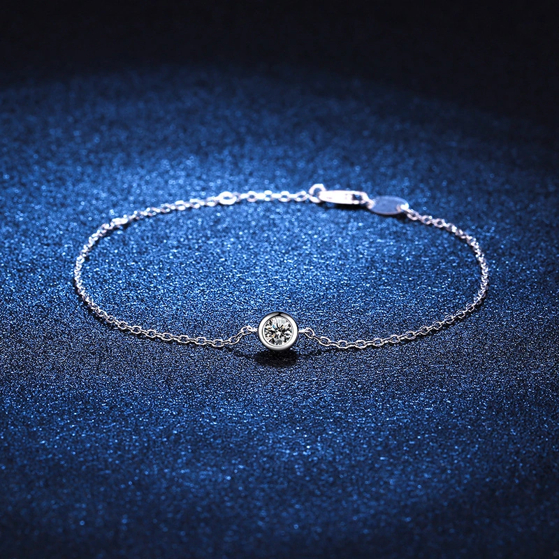 S925 Sterling Silver Bubble Single Diamond 30 Points Moissanite Bracelet