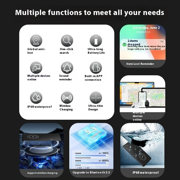 MFI Findmy AirTag Global Positioning Android Anti-lost Card Type Rechargeable Keychain Positioning Tracking