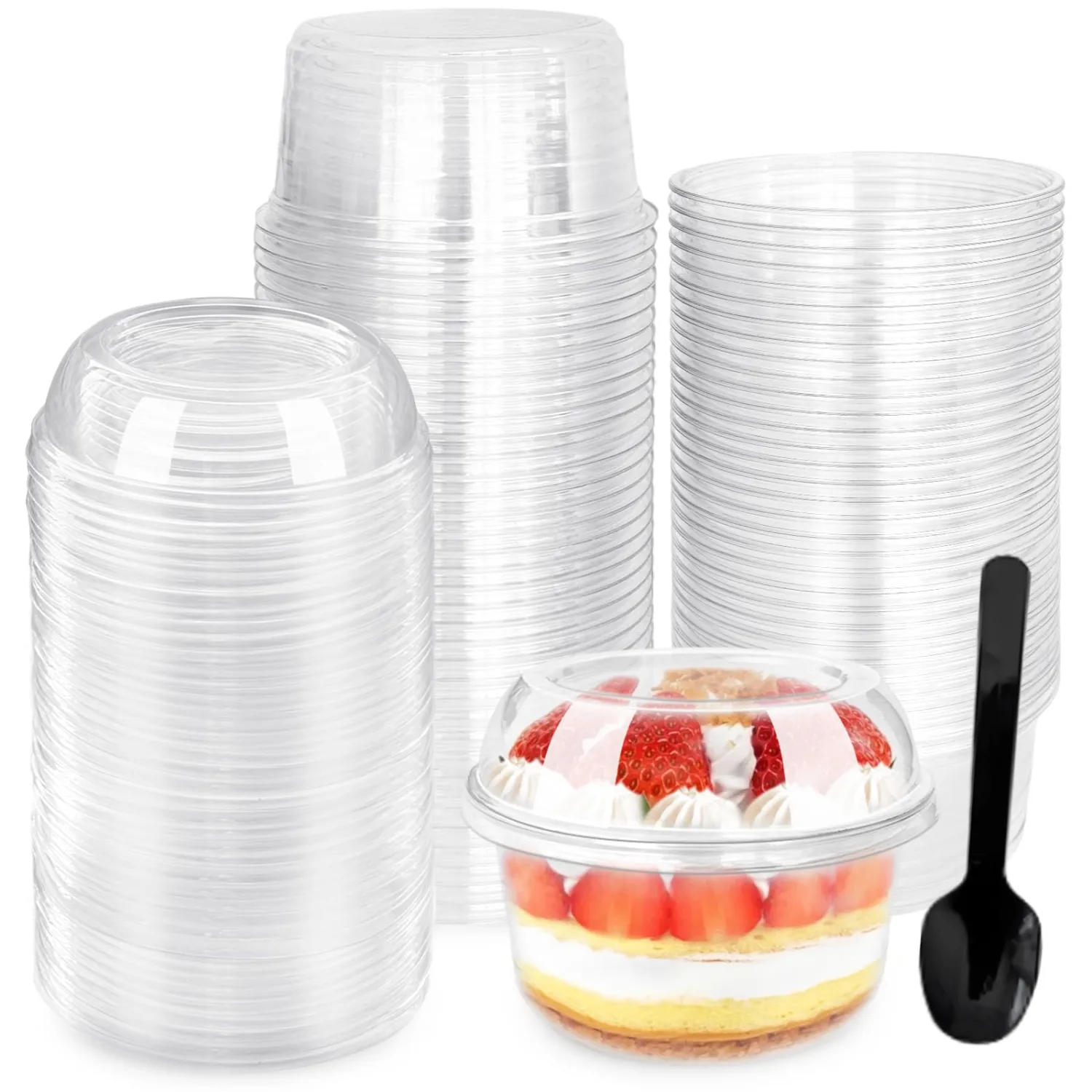 60Pcs Plastic Dessert Cups with Lid,12 oz Disposable Clear Parfait Cups,Snack Bowls for Parties,Weddings,Cupcake,Pudding,Ice Cream,Yogurt,Appetizers,Fruits,Mousse