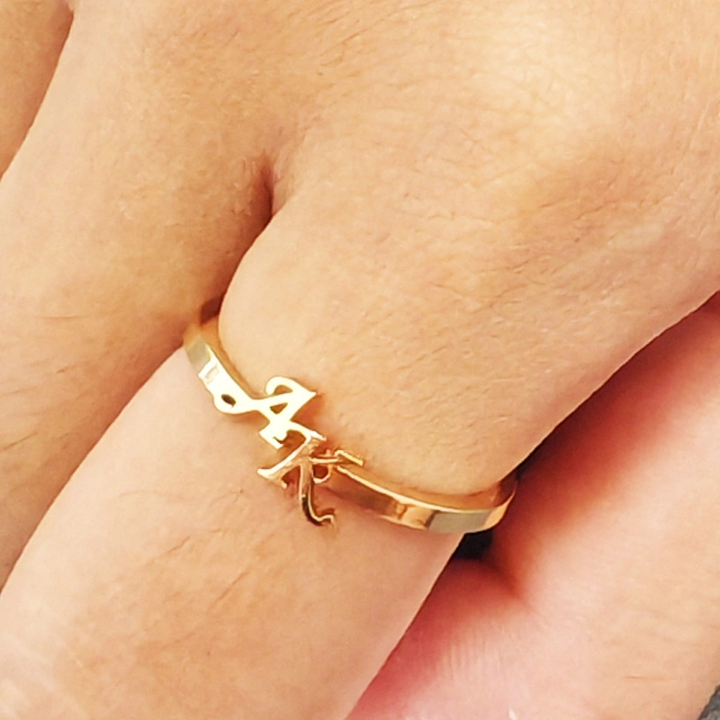 Customized 2 Letters Open Ring Electroplated Personality Ring