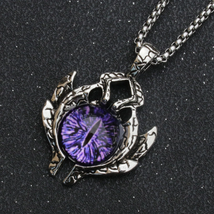Personality Retro Punk Spaceship Men's Blue Eyes Stainless Steel Pendant Necklace