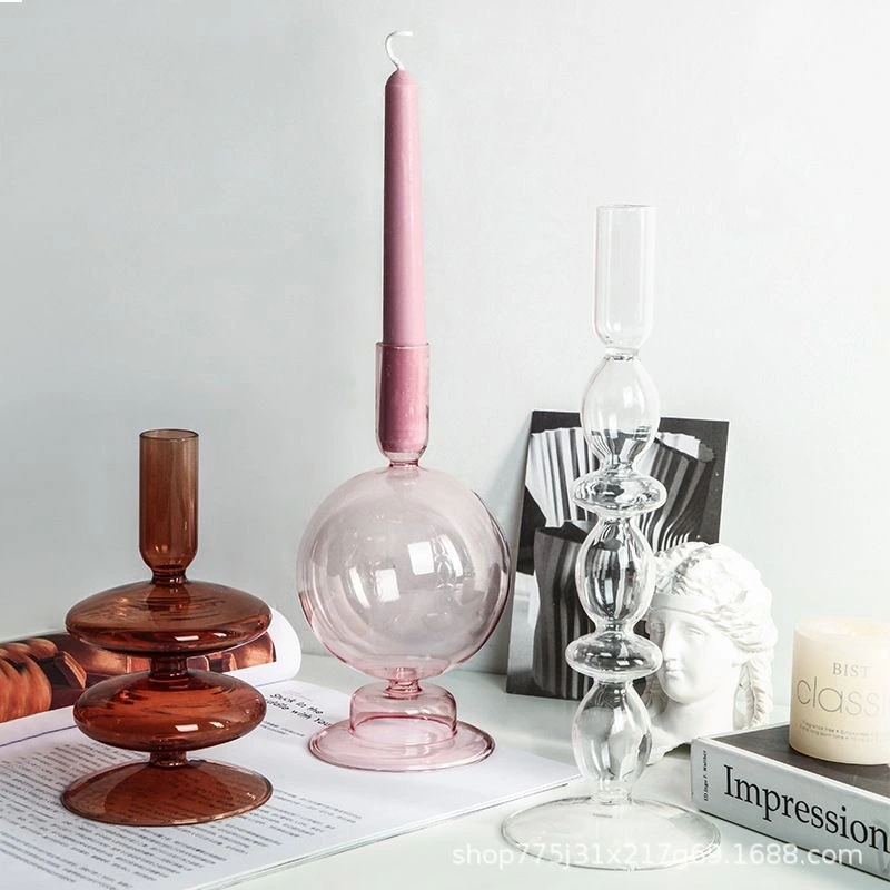 Colored Glass Candlestick Living Room And Wine Cabinet Decorations Ornaments