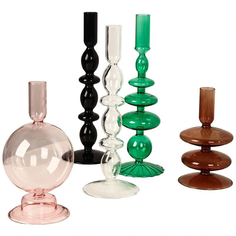 Colored Glass Candlestick Living Room And Wine Cabinet Decorations Ornaments