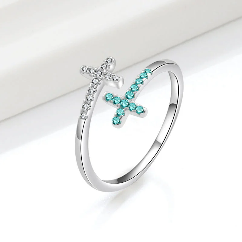 Cross Ring Open Zircon Ring For Women