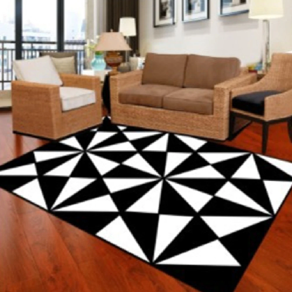 Living Room Coffee Table Checkered Carpet
