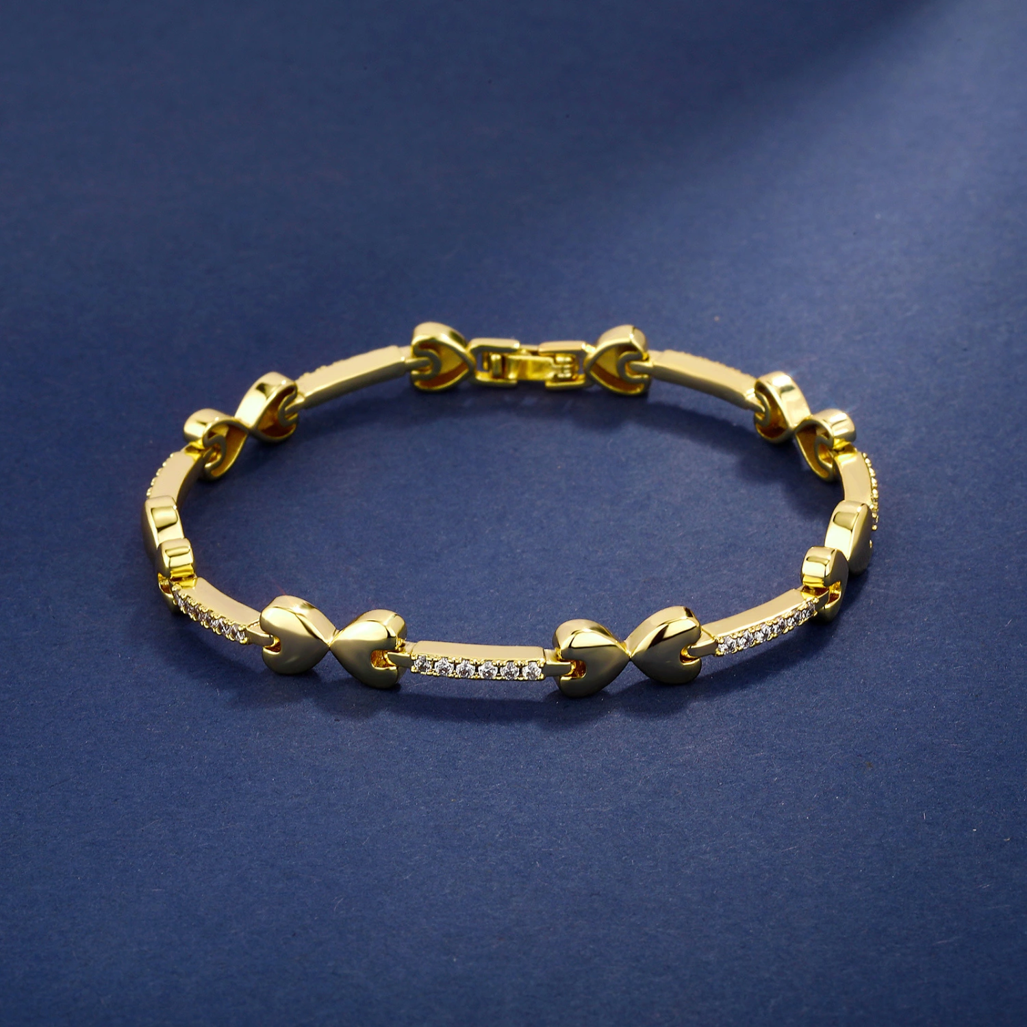 European Hip Hop Bracelet Tennis Chain Inlaid Copper Zircon Box Buckle