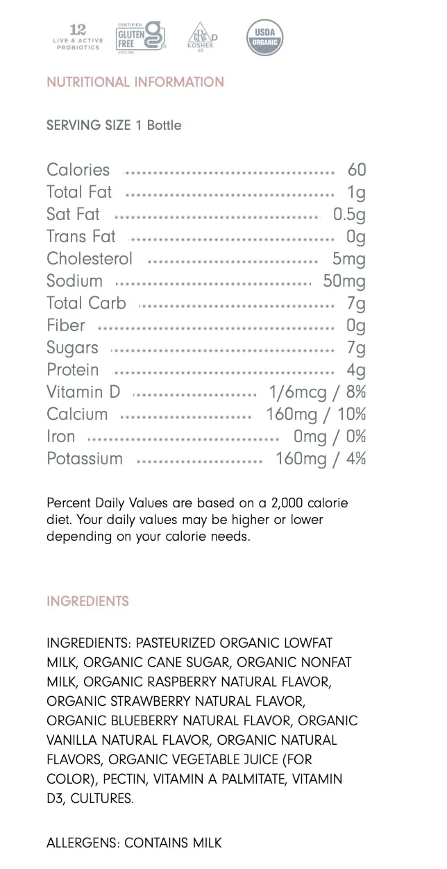 LifeWay Kefir Multi Pack Organic Low Fat Mixed Berry, 3.5 Fl Oz, 4 Count