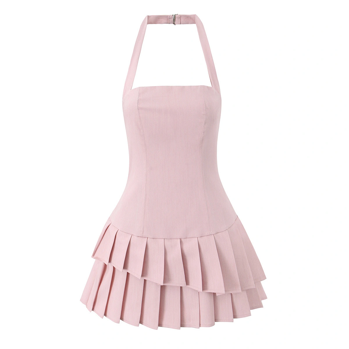 Women's Classic Fashion Halter Pleated Short Dress