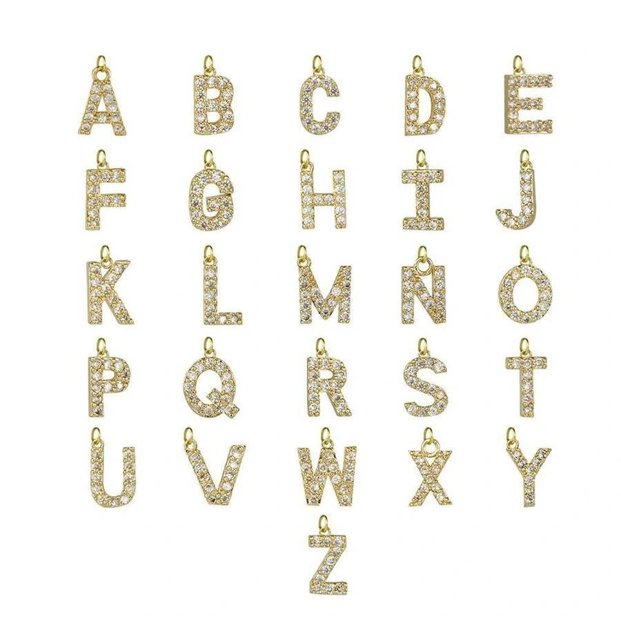 Light Luxury Diamond 26 Letter Necklace Fashion Copper Micro Zircon-inlaid Pendant