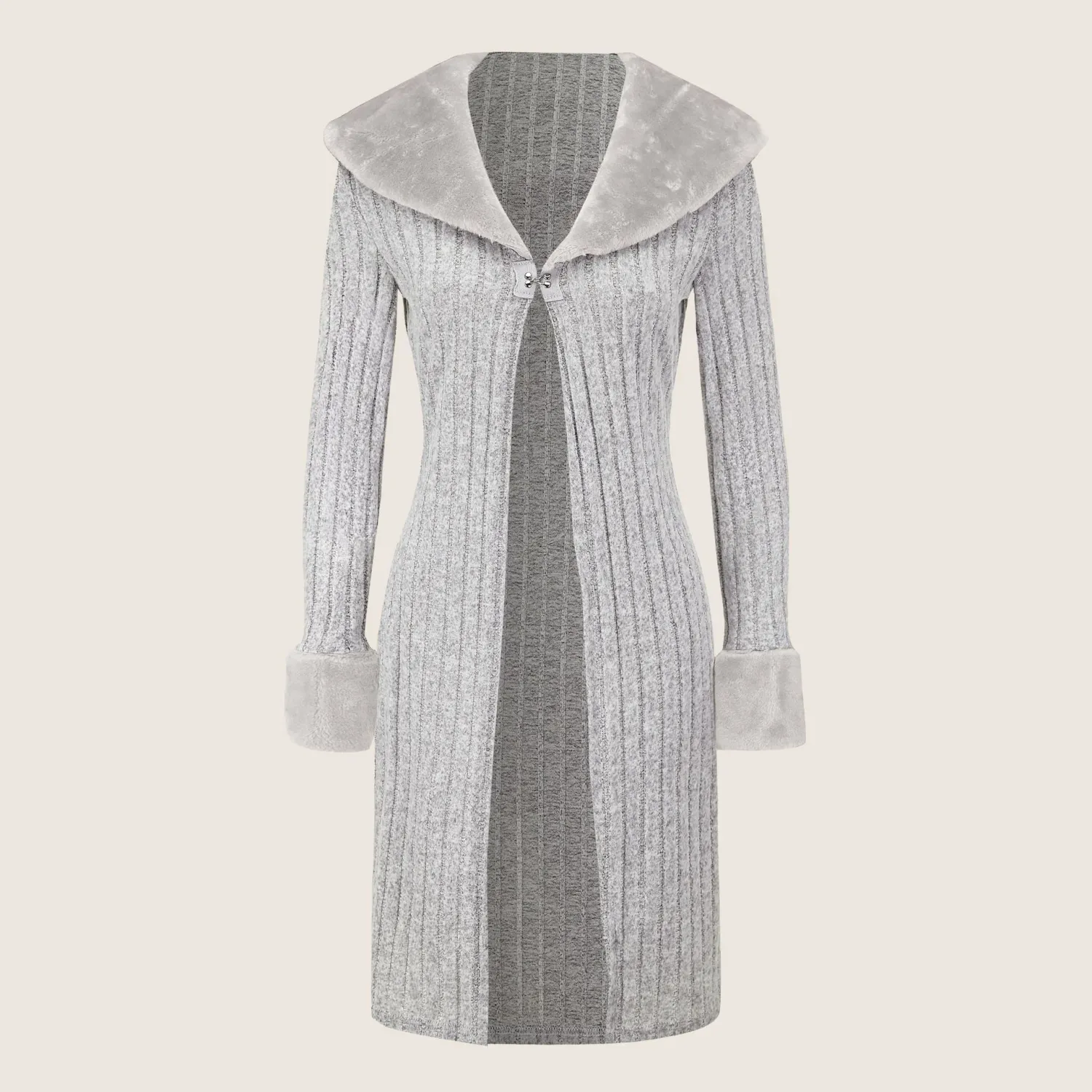 Slim Fit Slimming Knitted Casual Top Trench Coat