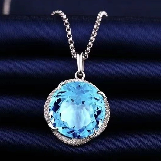 925 Sterling Silver Fashion Sky Blue Topaz Gem Three-piece Jewelry