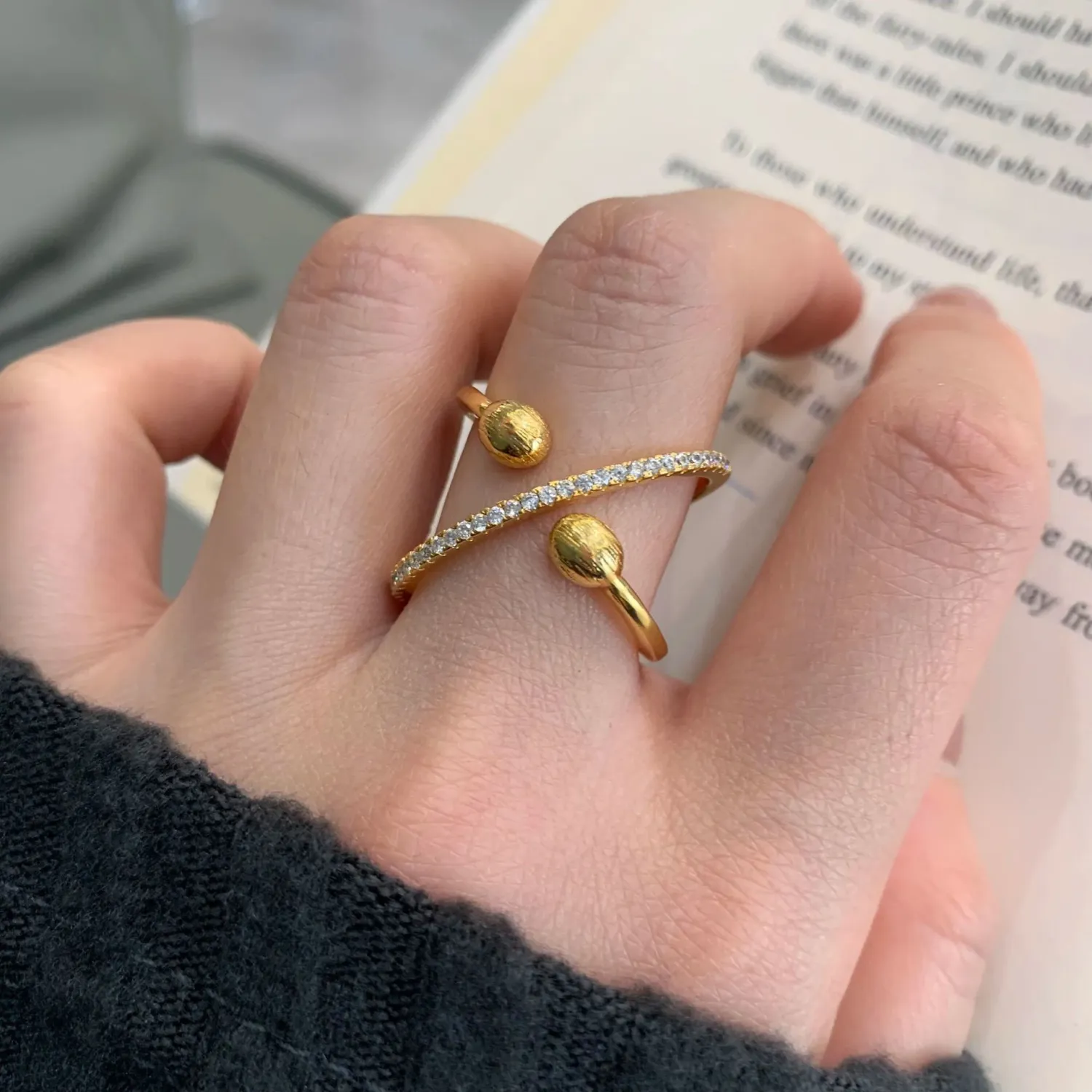 Retro Brushed Planet Scarf Buckle Ring