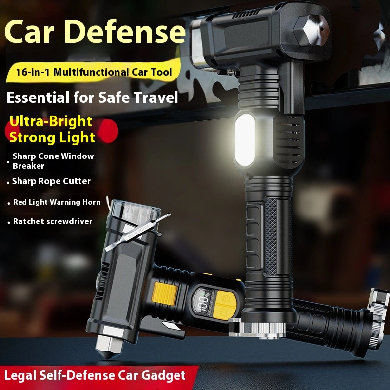 Automobile Safety Hammer Flashlight Long Endurance Red Light Warning Light