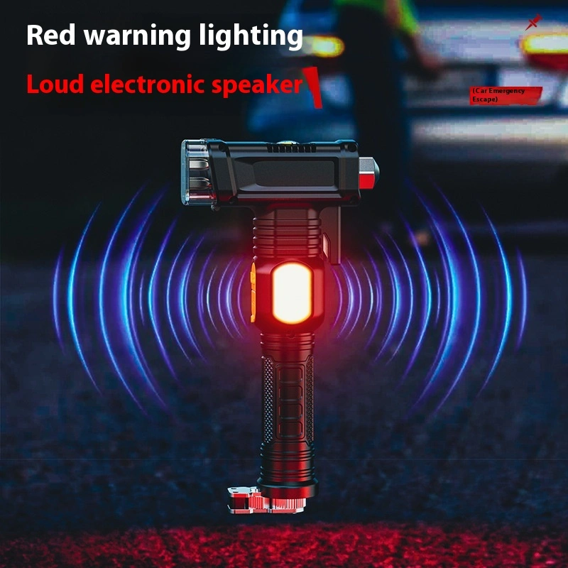 Automobile Safety Hammer Flashlight Long Endurance Red Light Warning Light