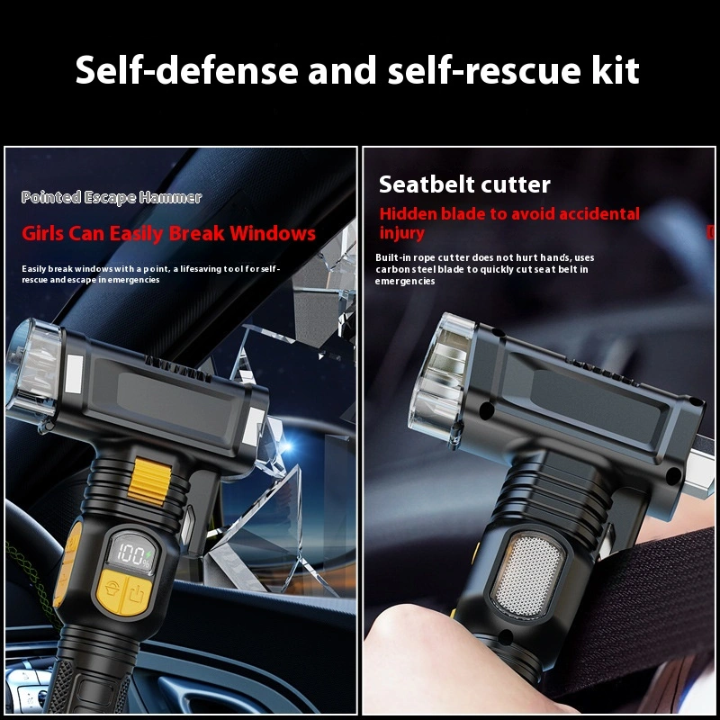 Automobile Safety Hammer Flashlight Long Endurance Red Light Warning Light